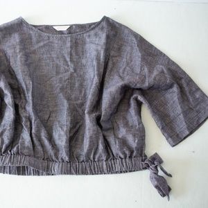Gorman Slouchy Top in purple linen with tie waist AU 10 small medium
